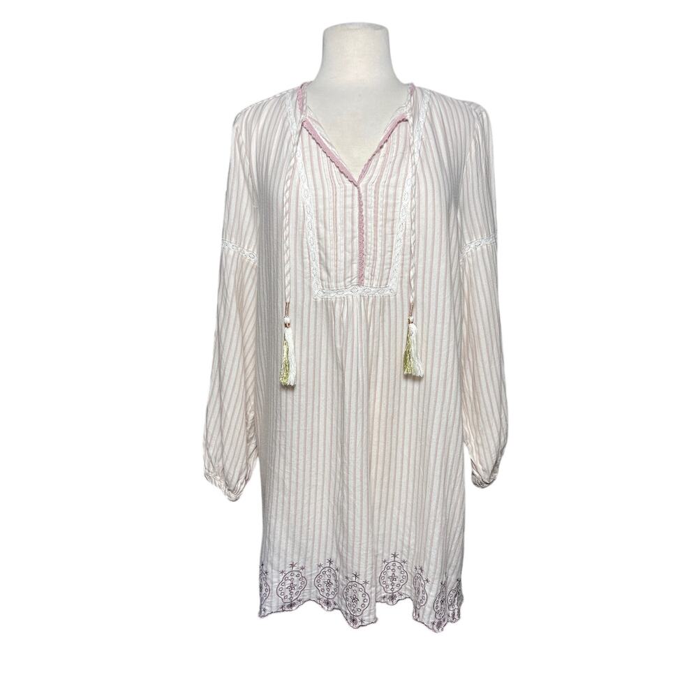 ANTHROPOLOGIE Floreat Women’s Boho Embroidered Tassel Tie Tunic Top - Picture 4 of 7
